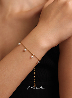 镀18k金法式珍珠手链女ins小众设计女新款手饰百搭精致气质高级感