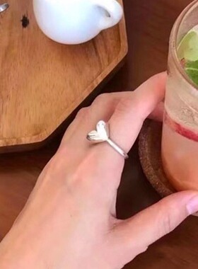 ins博主fever同款桃心食指环高品质全铜可调节爱心戒指气质日常女