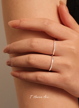 S925银戒指个性微镶锆钻细戒子日韩简约轻奢冷淡风百搭指环热卖款