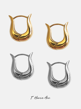 不褪色小众设计明星同款气质小花瓶耳环通体钛钢防过敏耳钉INS风