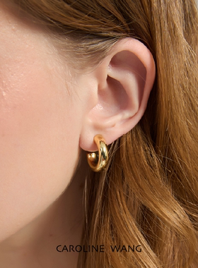 【925银针·C型粗素圈耳环·2cm】高级感hoop耳圈方圆脸修饰脸型