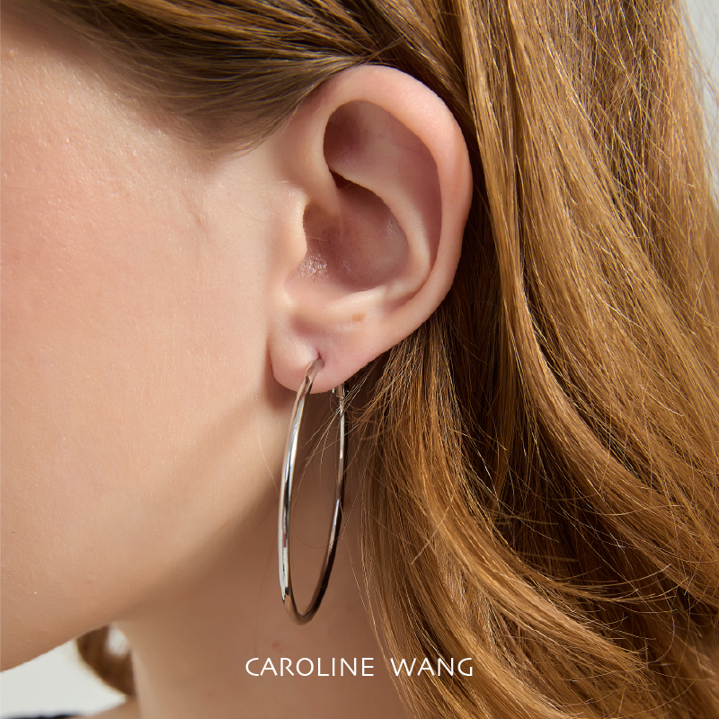 【925银针·大素圈耳环·3cm5cm】简约高级感hoop耳扣瘦脸神器