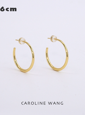 【925银针·C型细素圈耳环2.6cm】法式hoop耳圈高智通勤圈形耳环