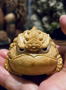 【凡物】恶霸小金蟾竹根雕手把件