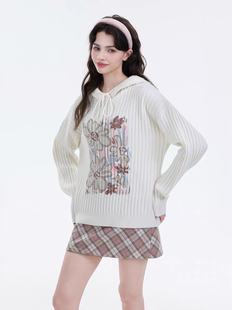 Mardi早秋2025新款女装韩系针织毛衣外套轻奢设计感连帽休闲卫衣