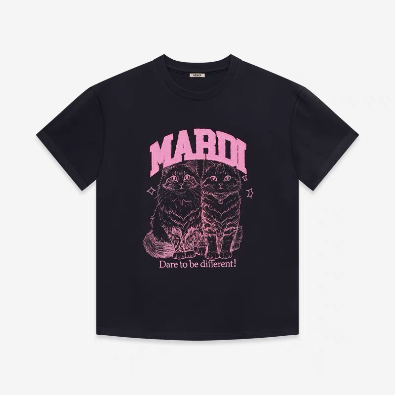 Mardi欧美休闲猫咪印花T恤内搭小众潮牌25夏季新款设计感棉质短袖