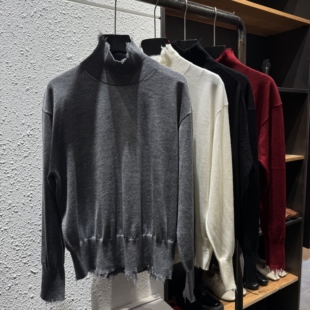 针织高领羊毛衫女破边瘦身时尚保暖长袖个性上衣超细亲肤舒适新款