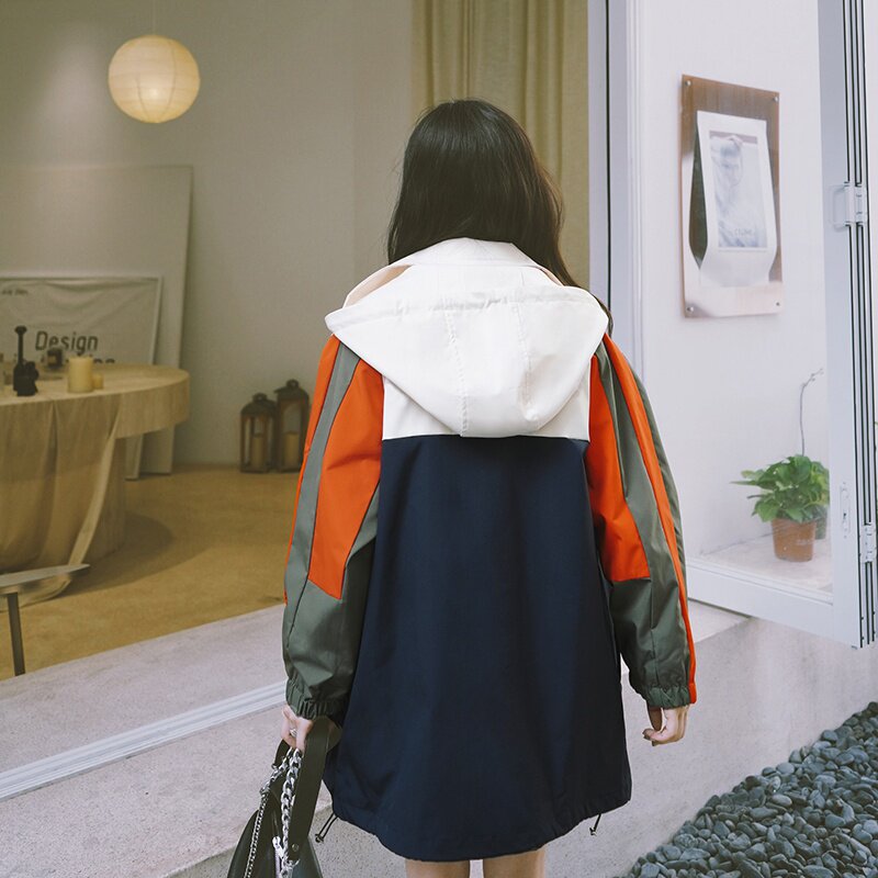 【新款】2022秋装新款藏青拼白工装风衣255-2231-P145控208,女装风衣,浙宝288（原255）