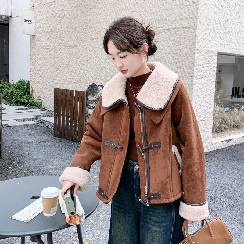 【新品】RF2B149-51104-P215控318焦糖大翻领羊羔毛,女装棉衣/棉服,浙宝288（原255）