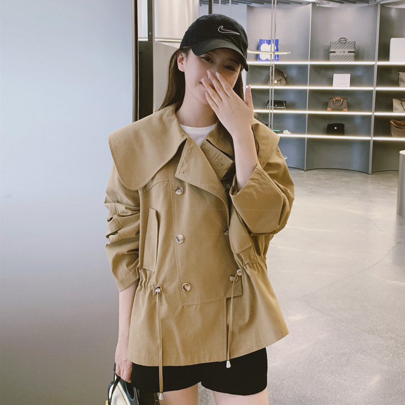 娃娃领短款卡其色风衣外套女2025春秋新款春装今年流行高级感上衣,女装风衣,浙宝288（原255）