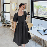 法式甜美方领肌理感连衣裙女2025夏季新款韩版收腰显瘦泡泡袖长裙，女装连衣裙，浙宝288（原255）