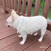 保暖夹棉波点花边马甲 狗狗秋冬装 法斗雪纳瑞衣服 宠物衣服 新款