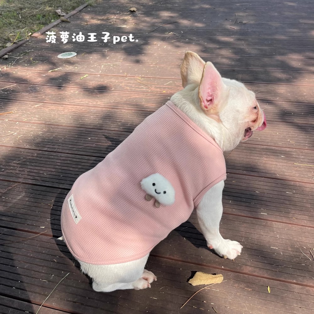 新款宠物衣服 秋冬装保暖加厚加绒华夫格马甲背心 法斗胖狗衣服