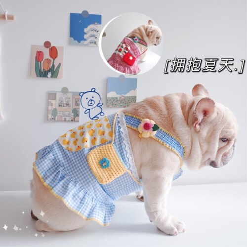 可爱薄款连衣裙胖狗法斗宠物服饰