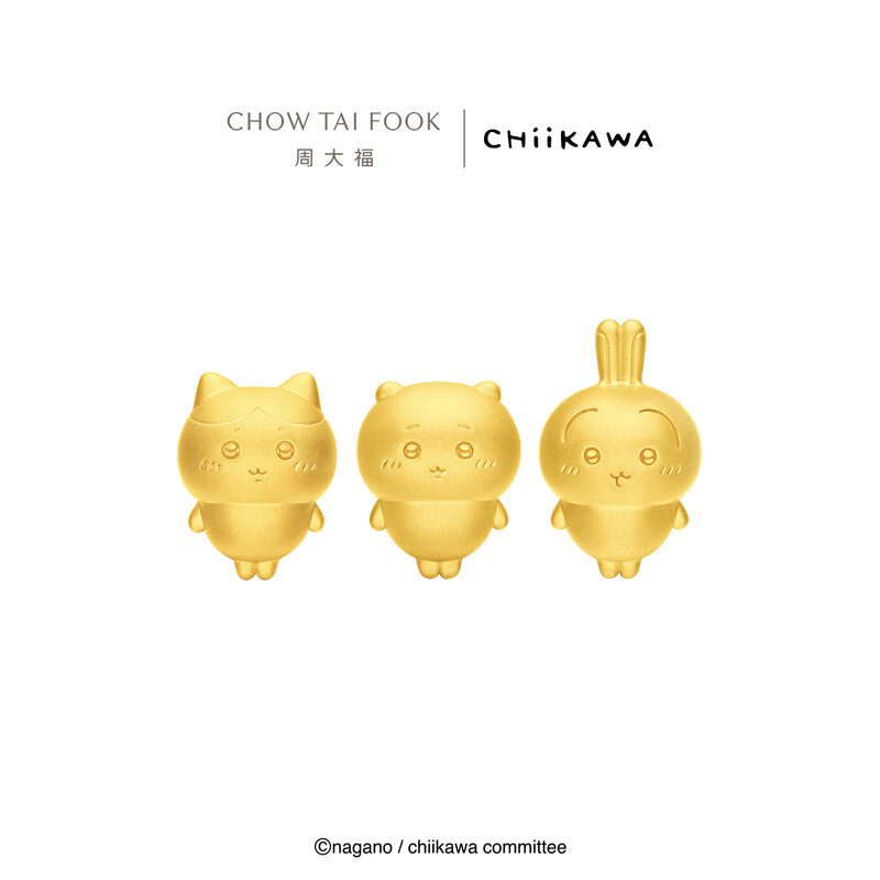 配绳周大福chiikawa联名吉伊卡哇哈奇喵乌萨奇足金转运珠吊坠多款