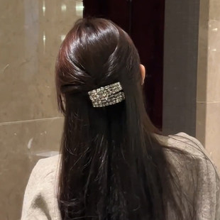 精致爆闪水钻防滑发梳发卡女高颅顶倒插梳侧边夹碎发刘海夹头饰