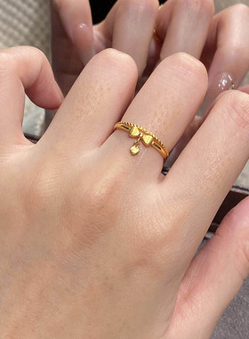 轻奢个性蝴蝶结金色戒指