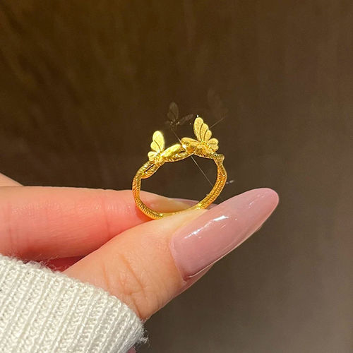 爆闪金色蝴蝶戒指女款小众设计