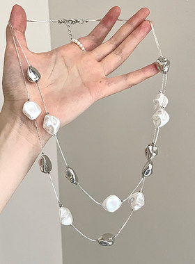 气质双层不规则珠子项链