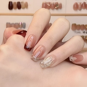 秋冬简约法式 裸色美甲穿戴甲短款 2026新年高级感日常百搭假指甲片