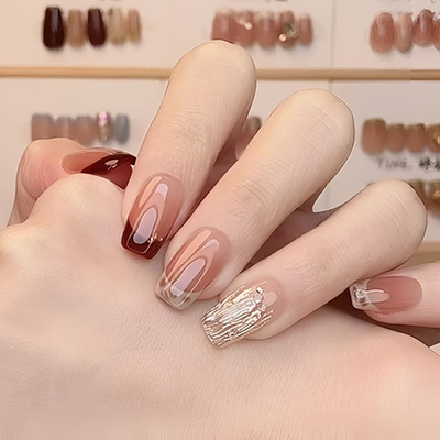 秋冬简约法式裸色美甲穿戴甲短款2026新年高级感日常百搭假指甲片