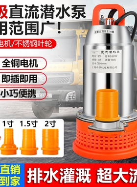 12V24V二寸大流量电瓶加水水泵货车船用直流泵高扬程高压大排量