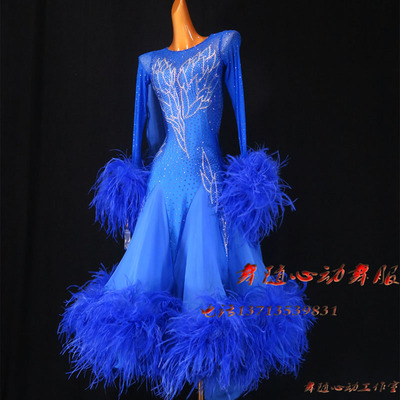 新款真丝摩登华尔兹比赛服舞裙