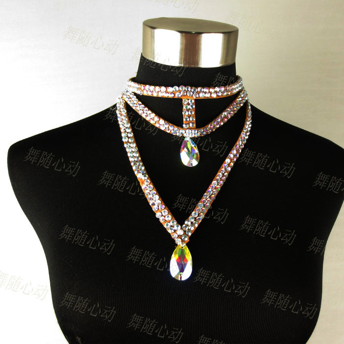 舞随心动专业量身定做 国标拉丁舞比赛裙精美配件精美颈围 领圈