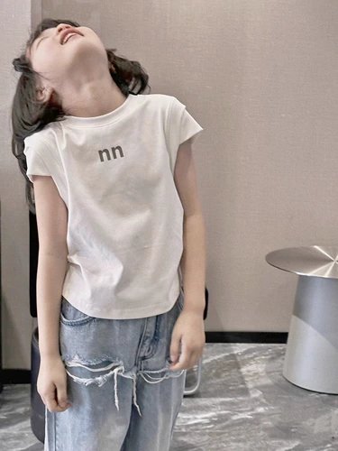 Футболка с коротким рукавом, дизайнерская хлопковая детская летняя одежда, детская одежда, в корейском стиле, подходит для подростков, тренд сезона, популярно в интернете