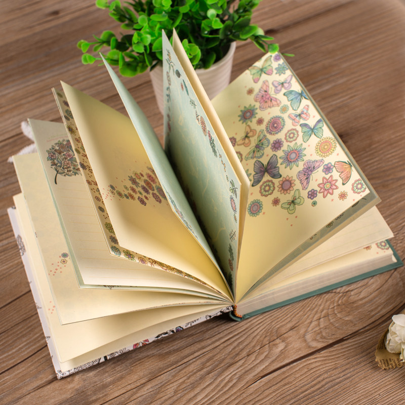 秘密花园创意笔记本子文艺清新文艺插画彩页日记本唯美加厚盒装A5