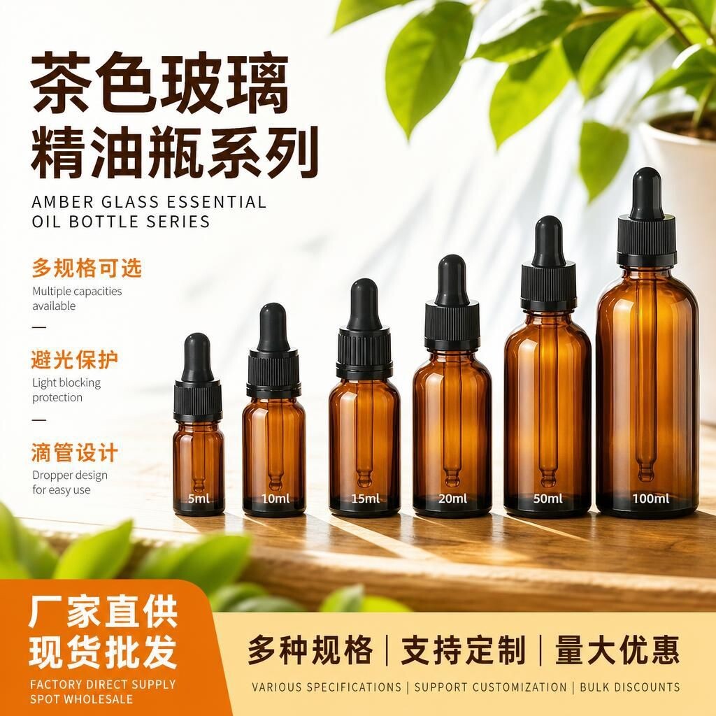 现货1ml茶色精油瓶2ml棕色精油分装玻璃瓶试用小样瓶小螺口瓶拉管