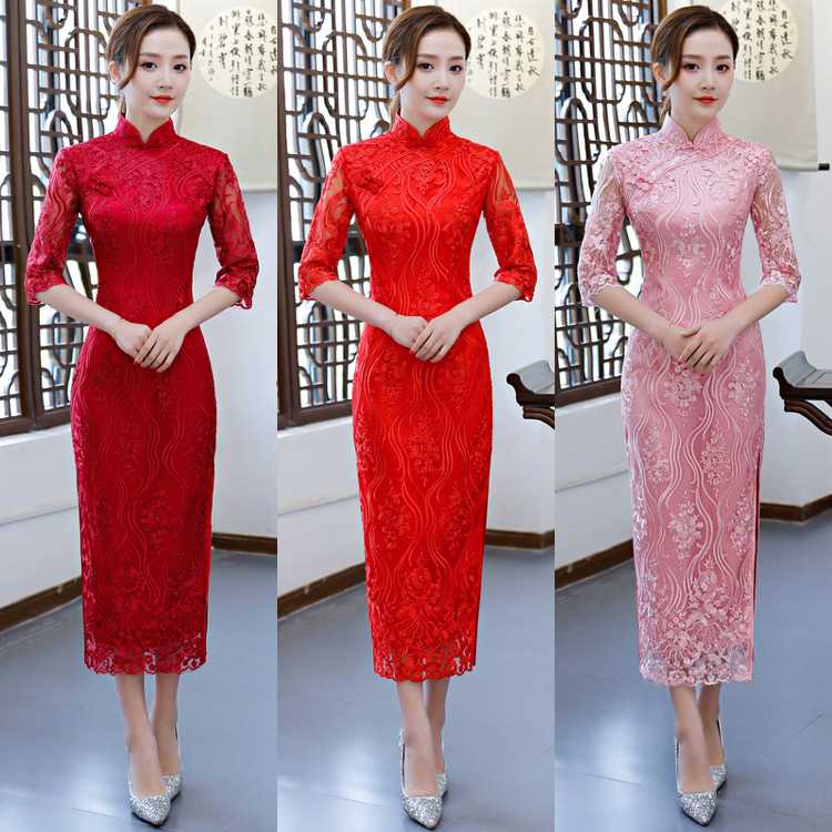 Bridal Wedding Toast Qipao spring new improved Chinese wedding dress wedding dress banquet dress value package mail