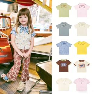 BangBang饱饱春夏男女儿童mp领结印花纯棉印花T恤短袖娃娃脸上衣