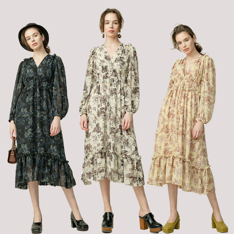 特价 mossy 碎花雪纺连衣裙  M家打底裙，小个子也适合