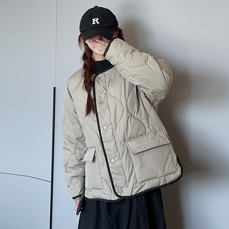 早八人小香风菱格羽绒棉服