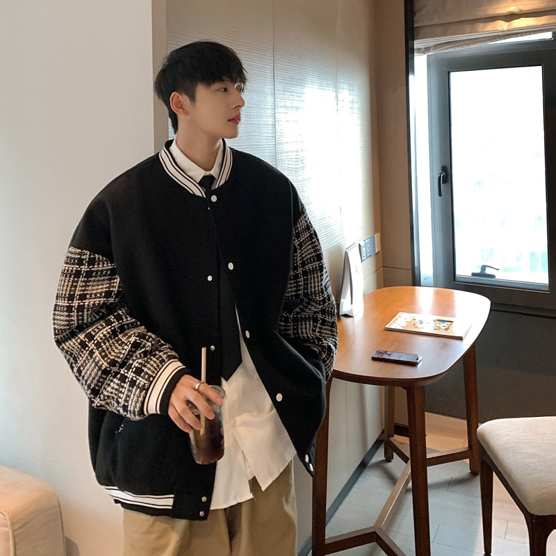 高品质秋冬小香风拼接呢料棒球服夹克开衫外套J2003-P95控119,男装夹克,星座216(原A116)