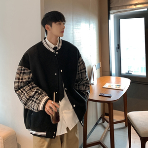高品质秋冬小香风拼接呢料棒球服夹克开衫外套J2003-P95控119图片