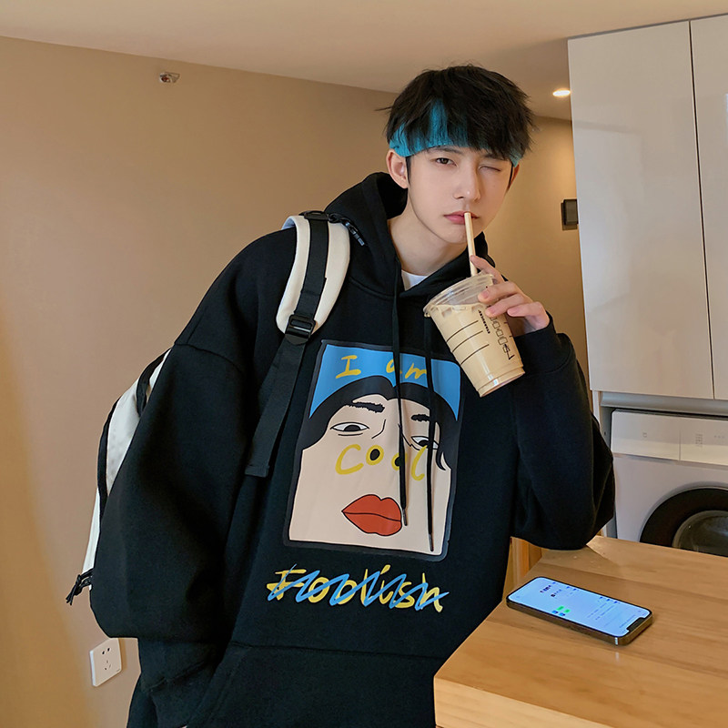@港风 连帽卫衣情侣装东东秋冬季男外套打底衫W3003-P45控68图片