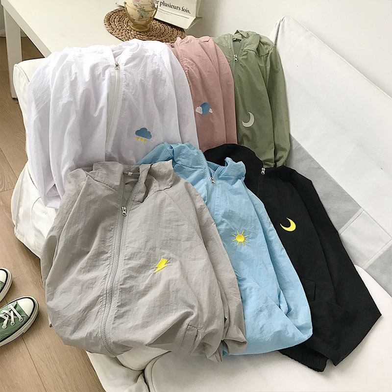 @港风平铺 防晒衣服薄款夹克宽松大码连帽开衫外套JK15-特P35控48图片