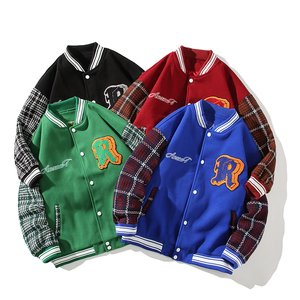 秋冬高品质小香风拼接呢料刺绣棒球服夹克开衫外套J2005-125控148图片