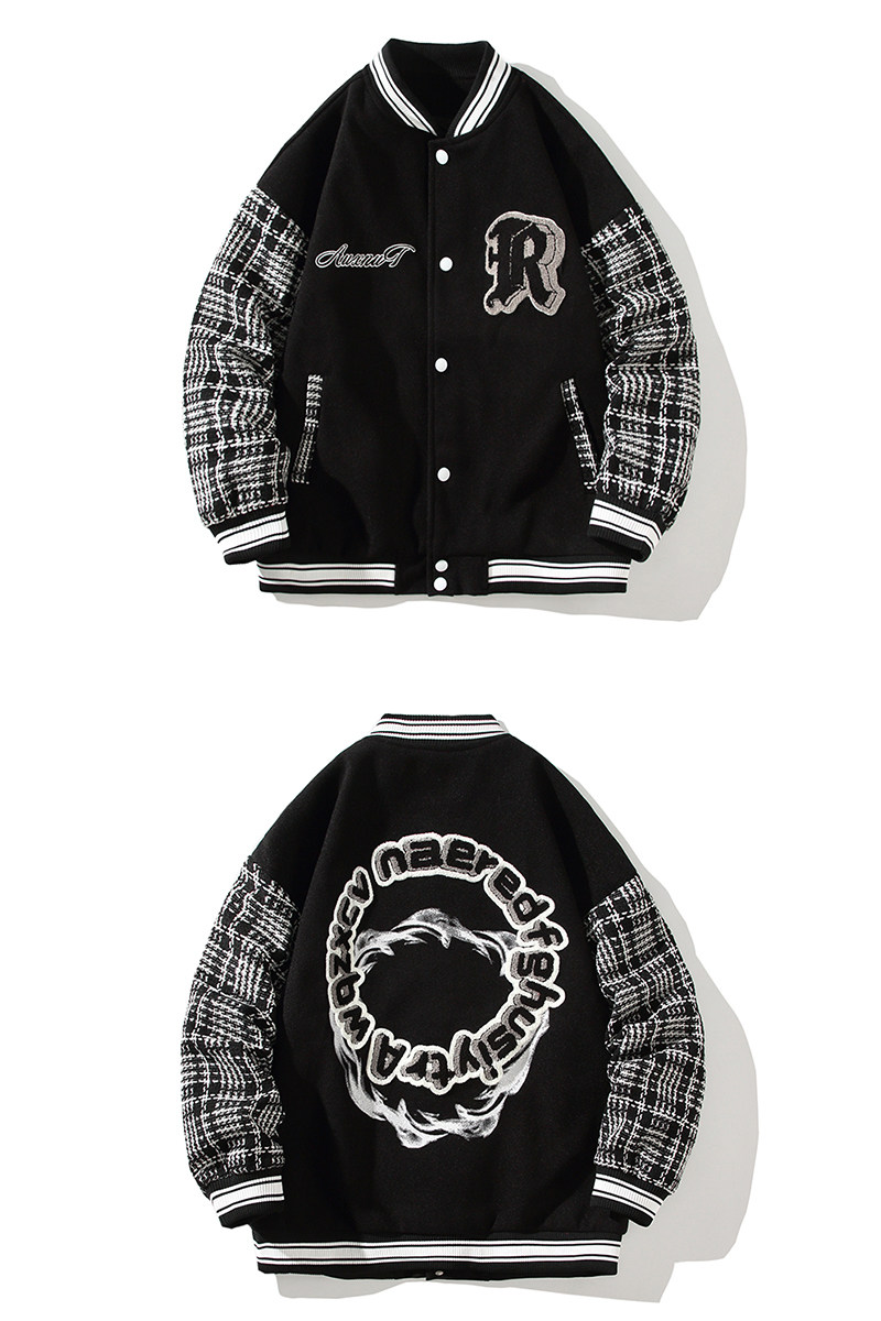 秋冬高品质小香风拼接呢料刺绣棒球服夹克开衫外套J2005-125控148,男装夹克,星座216(原A116)