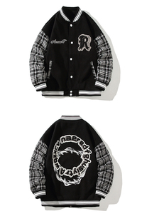 秋冬高品质小香风拼接呢料刺绣棒球服夹克开衫外套J2005-125控148图片