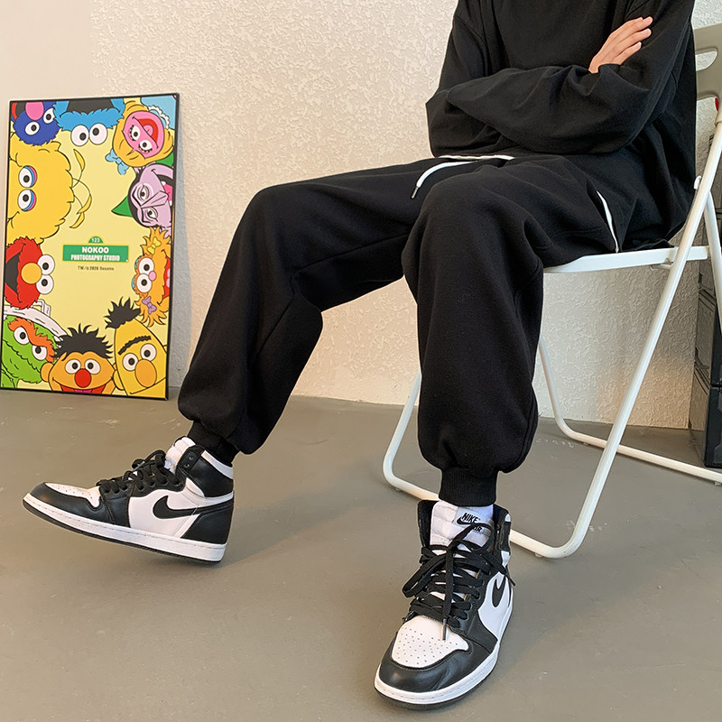 @暖光 秋季情侣纯色休闲束脚九分卫裤K83加绒P35控55 常规P25控45图片