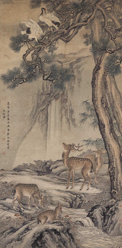 清沈铨九如图原大条幅名画装饰高清原作版画微喷卷轴临摹挂轴客厅