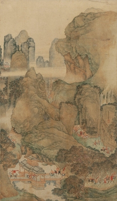 吴彬明皇幸蜀图明国画挂轴高清