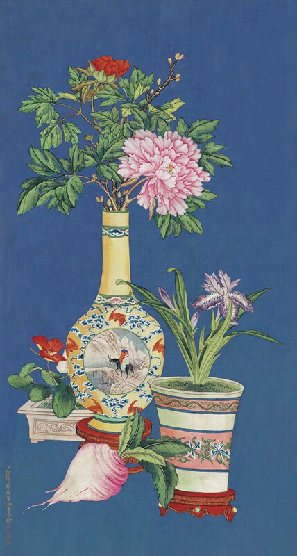 清郎世宁平安富贵图高清微喷原大复制品装裱临摹画稿国画