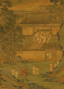 元东山丝竹图高清微喷原大复制品装裱临摹画稿国画