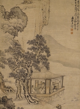 黄慎湖亭秋兴图清国画挂轴高清
