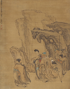 清黄慎山水人物图原大条幅茶楼装饰高清原作版画微喷装裱临摹立轴