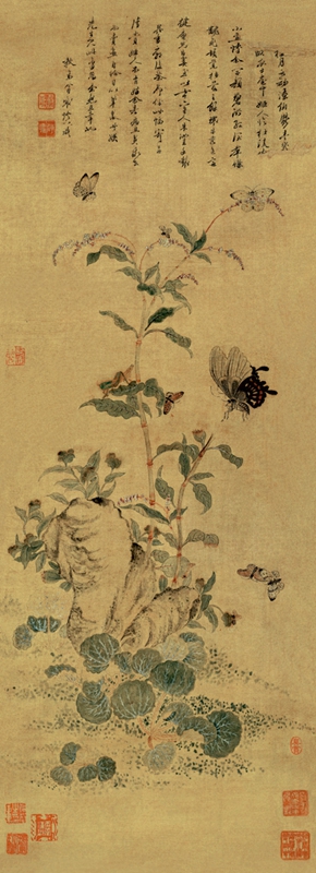 清金钥蔡含秋花蝴蝶图国画高清名家画稿版画卧室复古装饰艺术水墨图片